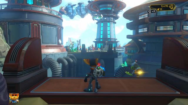 Kolejna przeprawa, a na jej drugim końcu przycisk ustawiający most. - Ratchet & Clank: Planeta Pokitaru - solucja, opis przejścia, wszystkie zadania - Ratchet & Clank - poradnik do gry