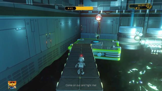Widoczna zielona, obrotowa platforma. - Ratchet & Clank: Deplanetiser - solucja, opis przejścia, wszystkie zadania - Ratchet & Clank - poradnik do gry