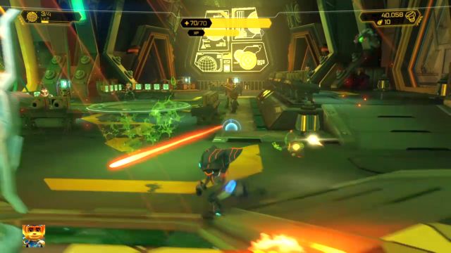 Kolejne pomieszczenie wypełnione przeciwnikami. - Ratchet & Clank: Deplanetiser - solucja, opis przejścia, wszystkie zadania - Ratchet & Clank - poradnik do gry