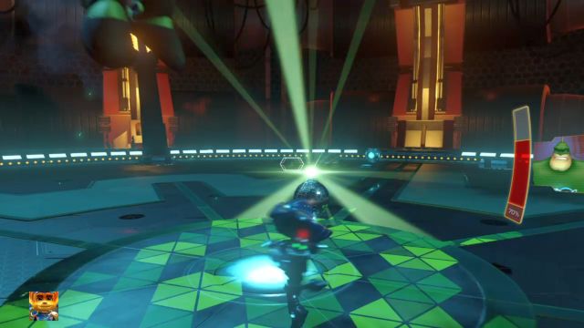 Wleć w kulę Groovitrona, by zniwelować jej efekt. - Ratchet & Clank: Deplanetiser, powrót - solucja, opis przejścia, zadania - Ratchet & Clank - poradnik do gry