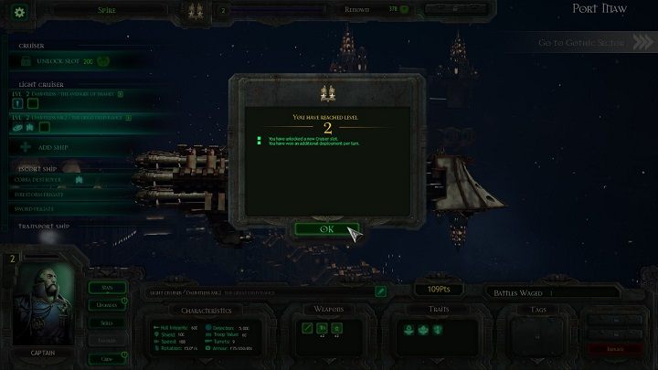 O zdobyciu dodatkowego slotu zostaniesz poinformowany w osobnym oknie - Podstawowe Informacje | Warsztat Okrętów w Battlefleet Gothic Armada - Battlefleet Gothic: Armada - poradnik do gry