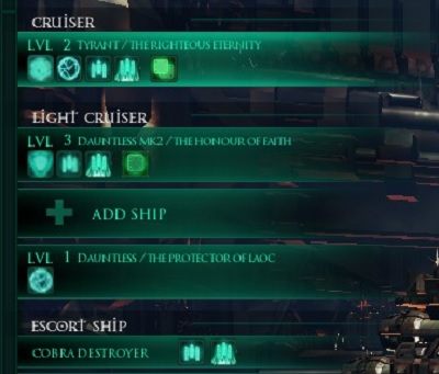 Z pomocą listy możesz odblokować dodatkowe sloty na okręty i wybierać pomiędzy poszczególnymi jednostkami w celu przeprowadzenia modyfikacji - Interfejs i modyfikacje | Warsztat Okrętów w Battlefleet Gothic Armada - Battlefleet Gothic: Armada - poradnik do gry