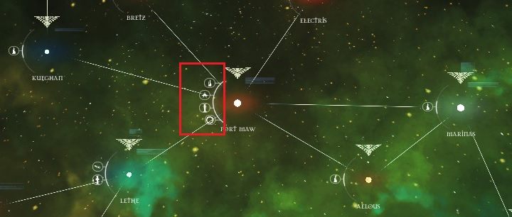 Przy każdej z planet układu znajdziesz ikony symbolizujące włości na danej planecie - Podstawy | Kampania w Battlefleet Gothic Armada - Battlefleet Gothic: Armada - poradnik do gry