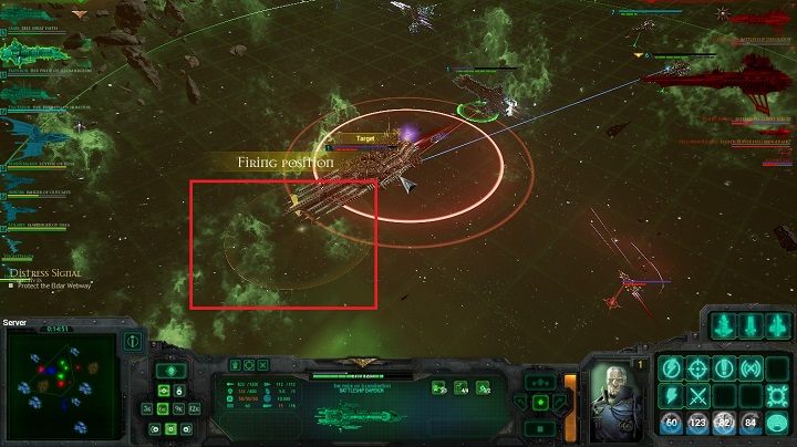 Po dotarciu do zaznaczonego obszaru okręt rozpocznie lądować swoją główną broń - Rozdział IV - 12th Black Crusade | Kampania w Battlefleet Gothic Armada - Battlefleet Gothic: Armada - poradnik do gry