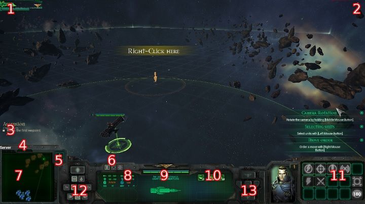 Interfejs gry zawiera wiele użytecznych funkcji i przydatnych informacji - Interfejs gry | Podstawy Battlefleet Gothic Armada - Battlefleet Gothic: Armada - poradnik do gry