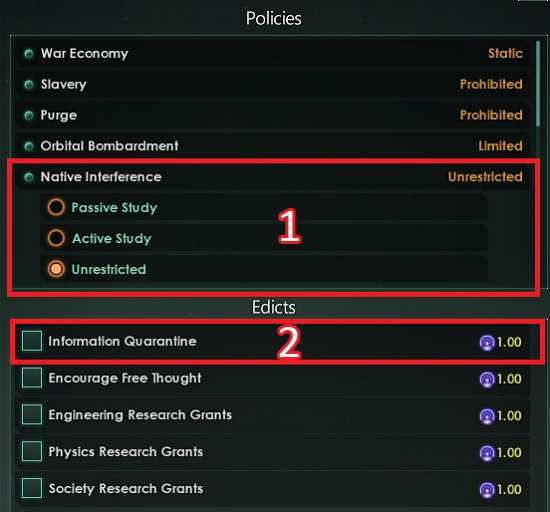 Tutaj możesz w pełni zarządzać polityką swojego imperium - Interfejs w Stellaris - Stellaris - poradnik do gry