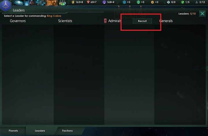 Zostaniesz przeniesiony na osobna zakładkę w ramach której możesz zatrudniać dowódców dla poszczególnych oddziałów - Tworzenie fundamentów imperium | Dobry start w Stellaris - Stellaris - poradnik do gry