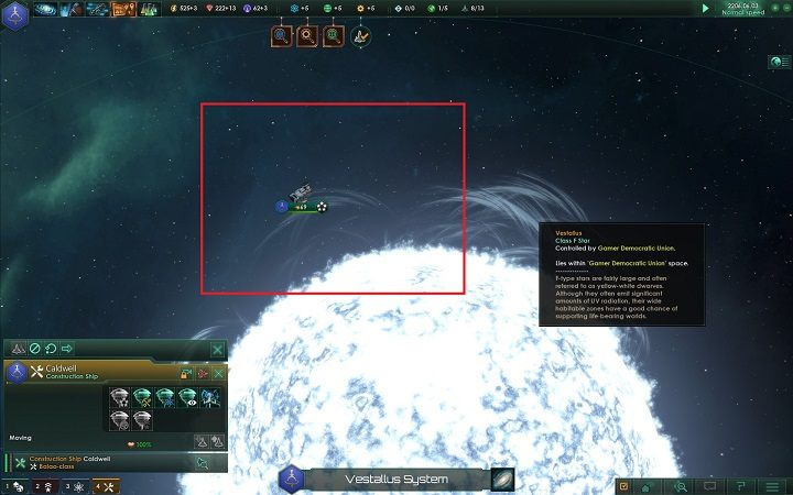Po kilku minutach na orbicie gwiazdy powstanie stacja graniczna, wyznaczająca krańce twojego imperium - Zajmowanie układów i kolonizacja planet | Dobry start w Stellaris - Stellaris - poradnik do gry