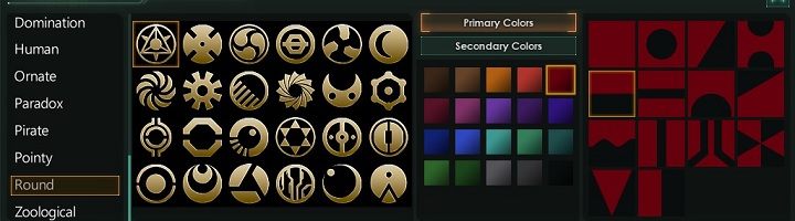 Kreator flagi jest bardzo rozbudowany więc każdy gracz znajdzie zestawienie, które przypadnie mu do gustu - Kreator tworzenia frakcji | Frakcje w Stellaris - Stellaris - poradnik do gry