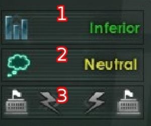 Pierwszy odnośnik w tej części panelu jest porównaniem siły militarnej i technologicznej pomiędzy twoim imperium a tym z którym nawiązujesz kontakt [1] - Dyplomacja w Stellaris - Stellaris - poradnik do gry