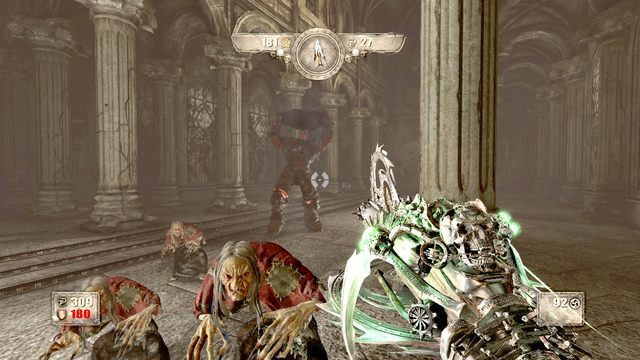 Z dystansu boss będzie rzucać w ciebie kawałkami skał. - Rozdział 1 | Opis przejścia Painkiller Hell and Damnation - Painkiller Hell & Damnation - poradnik do gry