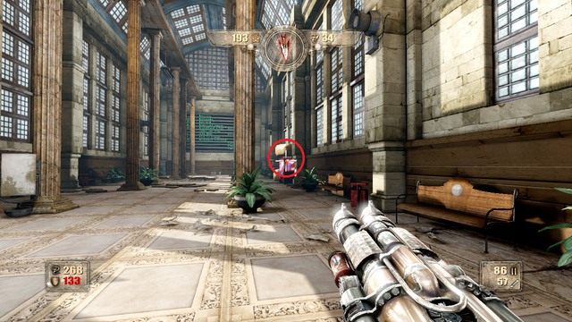 W pomieszczeniu na wprost hallu znajdziesz sekret, wyskakując z trampoliny umiejscowionej na automacie do napojów. - Rozdział 2 | Opis przejścia Painkiller Hell and Damnation - Painkiller Hell & Damnation - poradnik do gry