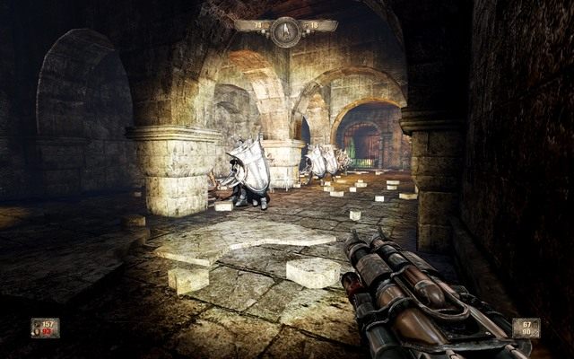 Tarczownicy dodatkowo chować się będą za filarami. - Rozdział 4 | Opis przejścia Painkiller Hell and Damnation - Painkiller Hell & Damnation - poradnik do gry