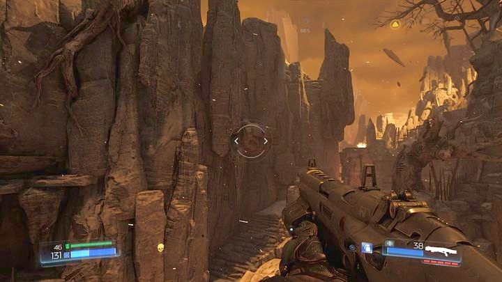 Aby się do niej dostać, musisz zeskoczyć na ścieżkę pod nią, a następnie uważnie obserwować lewą ścianą - Sanktuarium Kadingir | Sekrety | Doom - Doom - poradnik do gry