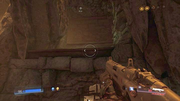 Wskocz na niego, a stamtąd doskocz do krawędzi po lewej - Sanktuarium Kadingir | Sekrety | Doom - Doom - poradnik do gry