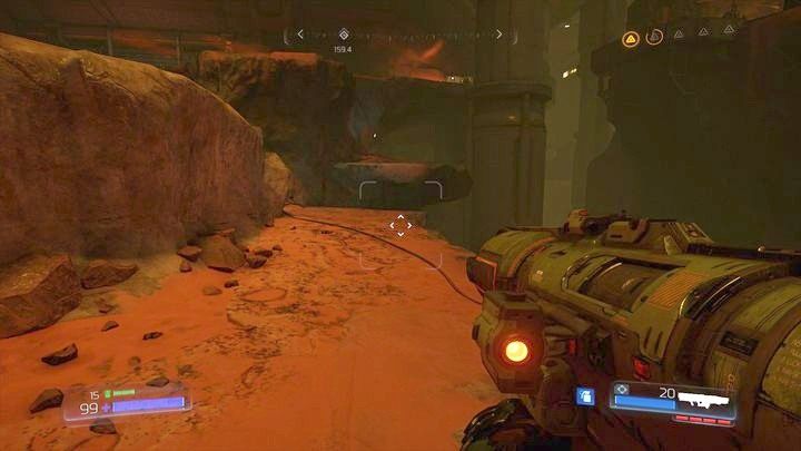 Podczas wspinaczki z powrotem na górę, odbij na chwilę na półkę skalną z prawej - Obiekt Argentu | Opis przejścia | Doom - Doom - poradnik do gry