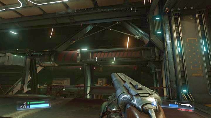 Po zaliczeniu wyzwania, zeskocz przez pobliską dziurę poziom niżej, a następnie udaj się na przeciwną stronę magazynu - Wieża Energii Argentu | Opis przejścia | Doom - Doom - poradnik do gry