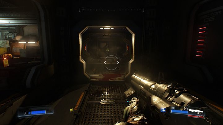 Otwórz ją, a następnie użyj komputera, żeby otworzyć przejście z prawej - Dział Zasobów | Sekrety | Doom - Doom - poradnik do gry