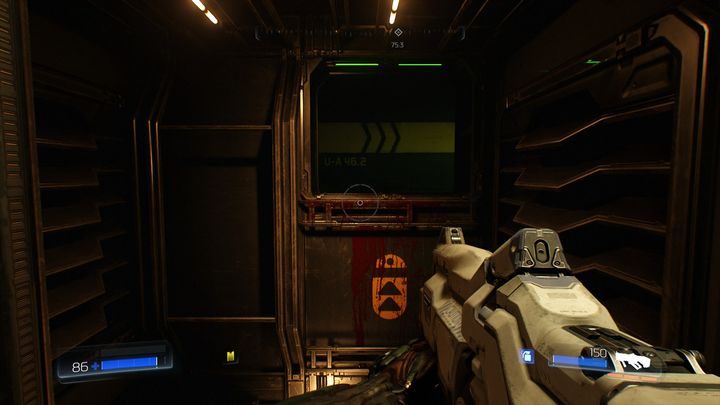 Po odnalezieniu pierwszego strażnika cofnij się na rozwidlenie tunelu i idź prosto - Dział Zasobów | Sekrety | Doom - Doom - poradnik do gry