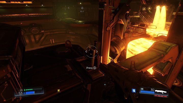 W połowie jego długości po lewej stronie zobaczysz małą platformę - Odlewnia | Sekrety | Doom - Doom - poradnik do gry