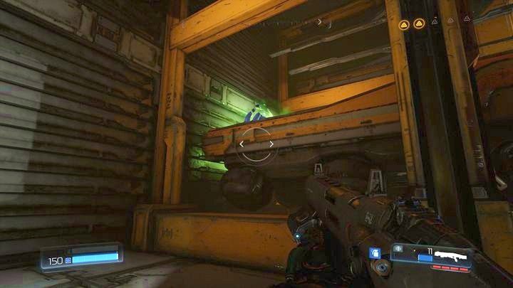 Po lewej będzie pomieszczenie z drugim filtrem, a kawałek dalej kolejny większy magazyn - Obiekt Argentu | Sekrety | Doom - Doom - poradnik do gry