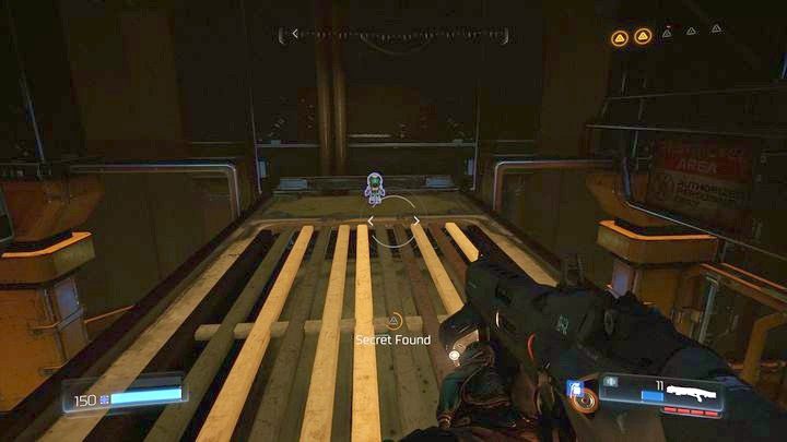 Wdrap się po nich na górę, a następnie na lampy nad korytarzem - Obiekt Argentu | Sekrety | Doom - Doom - poradnik do gry