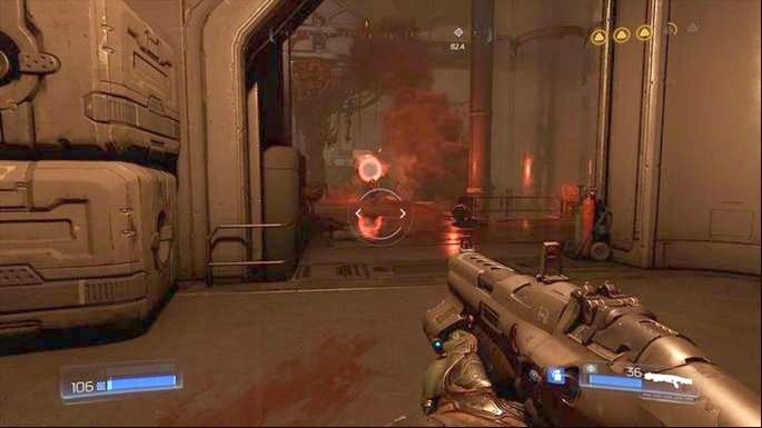 W miejscu gdzie natkniesz się na uciekającego Drona Polowego będzie stało Gniazdo Juchy - Obiekt Argentu (zniszczony) | Opis przejścia | Doom - Doom - poradnik do gry