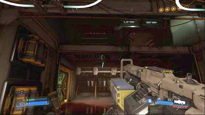 Zanim jednak pójdziesz dalej na dół, cofnij się do wejścia i wskocz piętro wyżej - Obiekt Argentu (zniszczony) | Opis przejścia | Doom - Doom - poradnik do gry