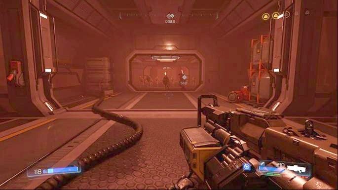 Wróć teraz do pomieszczenia z panelem, którego wcześniej użyłeś i idź prosto przed siebie - Kompleks Badań | Opis przejścia | Doom - Doom - poradnik do gry