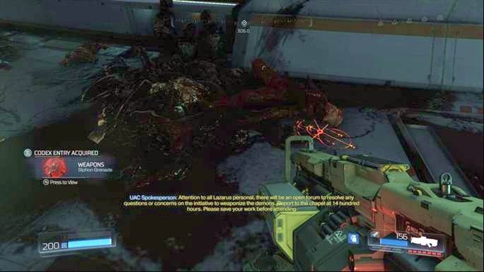 W kolejnym pomieszczeniu znajdziesz Granat Wysysający - Laboratoria Lazarus | Opis przejścia | Doom - Doom - poradnik do gry