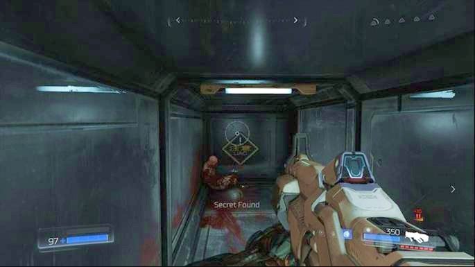 Gdy walka dobiegnie końca, przejdź do lokacji obok, otwórz skrzynię z amunicją, a następnie obejdź duże skrzynie leżące obok - Laboratoria Lazarus | Opis przejścia | Doom - Doom - poradnik do gry