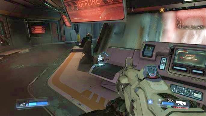 Kawałek dalej natkniesz się na kilku słabych wrogów - Laboratoria Lazarus | Opis przejścia | Doom - Doom - poradnik do gry