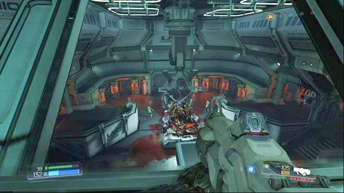 Otwórz teraz pobliskie drzwi i idź dalej w lewo - Laboratoria Lazarus | Opis przejścia | Doom - Doom - poradnik do gry