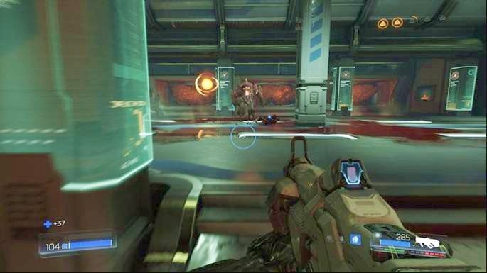 Dalsza droga prowadzi po schodach na prawo lub lewo od sekretu - Laboratoria Lazarus | Opis przejścia | Doom - Doom - poradnik do gry