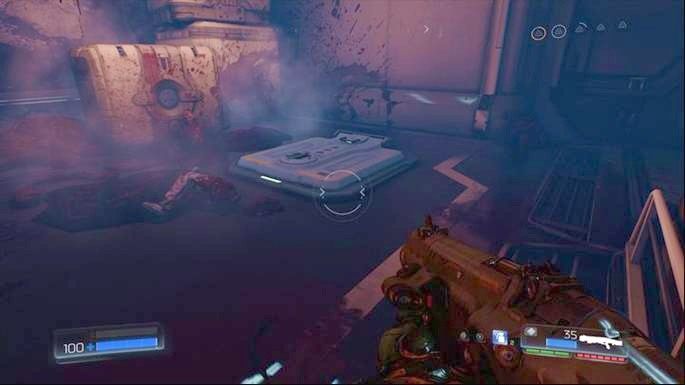 Możesz teraz przejść przez wspomnianą wcześniej bramę i skręcić od razu w lewo - Centrum przetwarzania VEGI | Opis przejścia | Doom - Doom - poradnik do gry