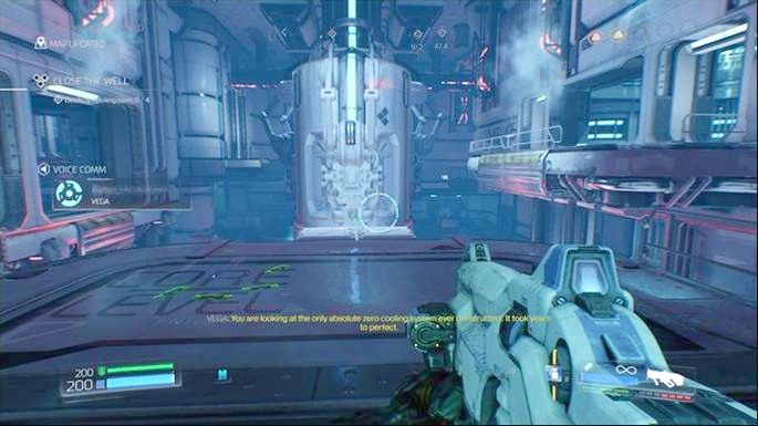 Za drzwiami znajduje się poszukiwane centrum chłodzenia - Centrum przetwarzania VEGI | Opis przejścia | Doom - Doom - poradnik do gry