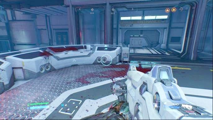Na środku znajdziesz Dziennika, a w korytarzu na samym dole powerup Szał - Centrum przetwarzania VEGI | Opis przejścia | Doom - Doom - poradnik do gry