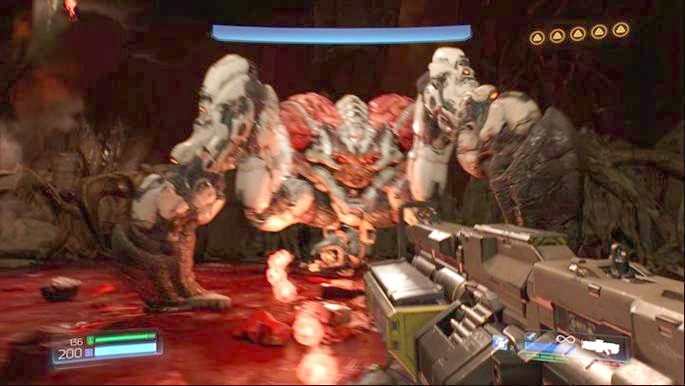 Podstawowy atak bestii to szybka seria pocisków z działka na dole - Władczyni Pająków - boss | Opis przejścia | Doom - Doom - poradnik do gry