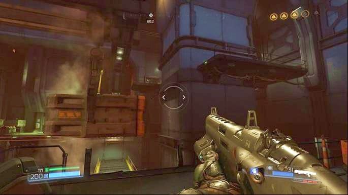 Gdy doleci do ściany z prawej, wskocz na nią, a następnie doskocz do platformy na prawo - Obiekt Argentu (zniszczony) | Sekrety | Doom - Doom - poradnik do gry