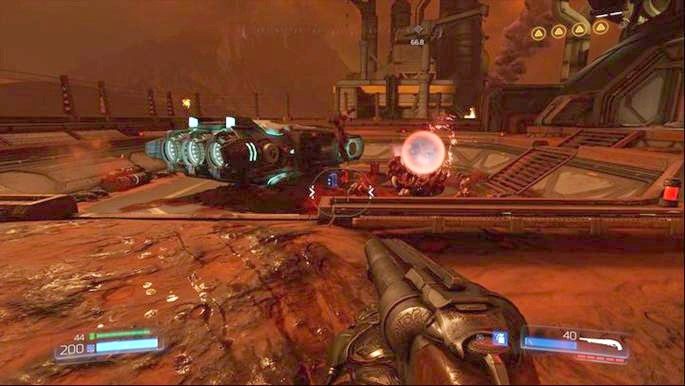 Gdy zniszczysz drugie Gniazdo Juchy, podnieś Dziennik zapytań leżący na lądowisku, a następnie przeskocz na skałę na prawo od drzwi - Obiekt Argentu (zniszczony) | Sekrety | Doom - Doom - poradnik do gry