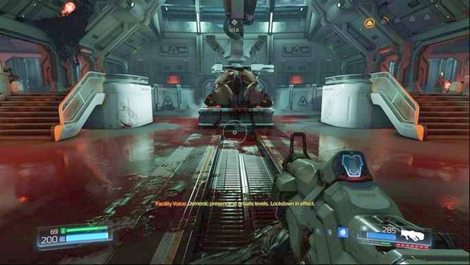 Kawałek dalej od pierwszej Runy Wyzwań rozpocznie się większa walka z demonami - Laboratoria Lazarus | Sekrety | Doom - Doom - poradnik do gry