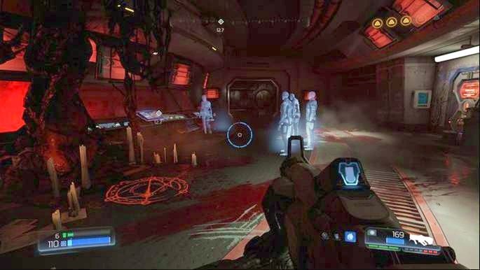 Po przeszukaniu trzeciego Elitarnego Strażnika będziesz musiał użyć windy i wjechać na górę - Laboratoria Lazarus | Sekrety | Doom - Doom - poradnik do gry