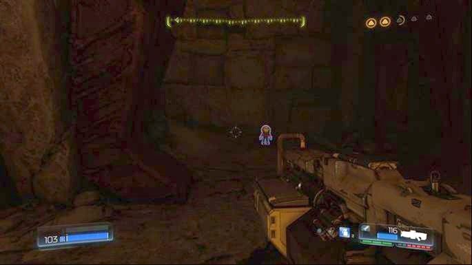 Dojdziesz w ten sposób do niszy, w której ukryto figurkę (Pan Keen) - Kraina Tytanów | Sekrety | Doom - Doom - poradnik do gry