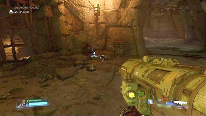 Gdy na początku etapu użyjesz zielonego teleportu, po drugiej stronie zobaczysz leżący na ziemi Dziennik - Nekropolia | Sekrety | Doom - Doom - poradnik do gry