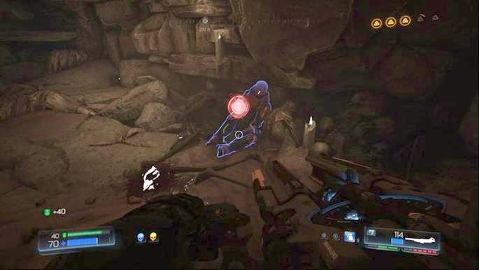 Gdy zbierzesz pierwszą figurkę, udaj się na drugą stronę przepaści i zabij czekającego tam Antropokuba - Nekropolia | Sekrety | Doom - Doom - poradnik do gry