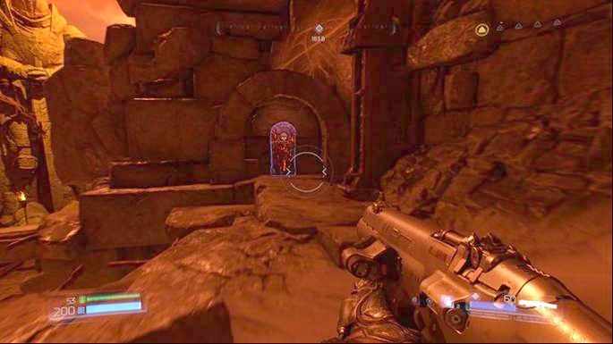 Z prawej strony zobaczysz czerwony sekretny przełącznik do wyzwania - Argent DNur | Sekrety | Doom - Doom - poradnik do gry