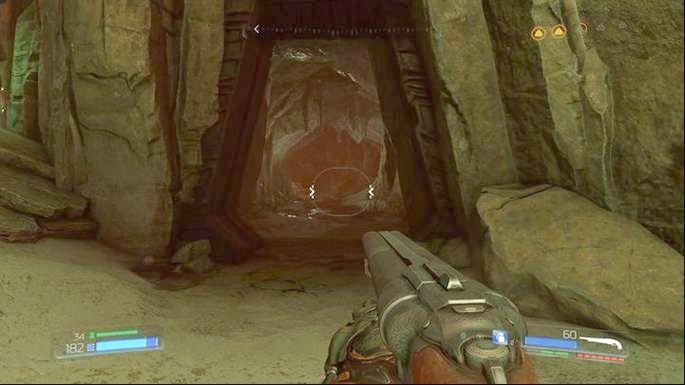 Jak skończysz wysysać energię z pierwszego kamienia, podejdź do krawędzi z prawej, a następnie zeskocz poziom niżej - Argent DNur | Sekrety | Doom - Doom - poradnik do gry