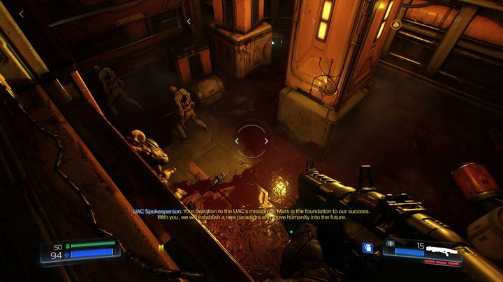 Tuż obok miejsca, gdzie pojawił się Rycerz Piekieł znajdują się schody prowadzące poziom niżej - Odlewnia | Opis przejścia | Doom - Doom - poradnik do gry