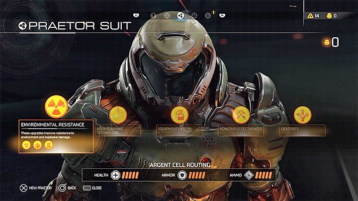 Strój Pretora ulepsza się w jednej z zakładek menu pauzy (powyższy obrazek) - Trofea i osiągnięcia w Doom - Doom - poradnik do gry