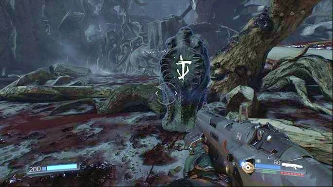 Po rozpoczęciu etapu biegnij cały czas prosto, sprawdzając po drodze artefakt (dziennik) z prawej - Kraina Tytanów | Opis przejścia | Doom - Doom - poradnik do gry